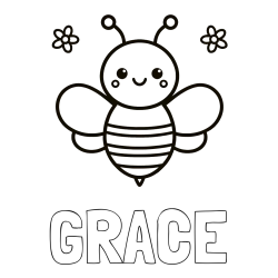 Online Created Coloring Page - GRACE Coloring Page and Children's Bee Coloring Page