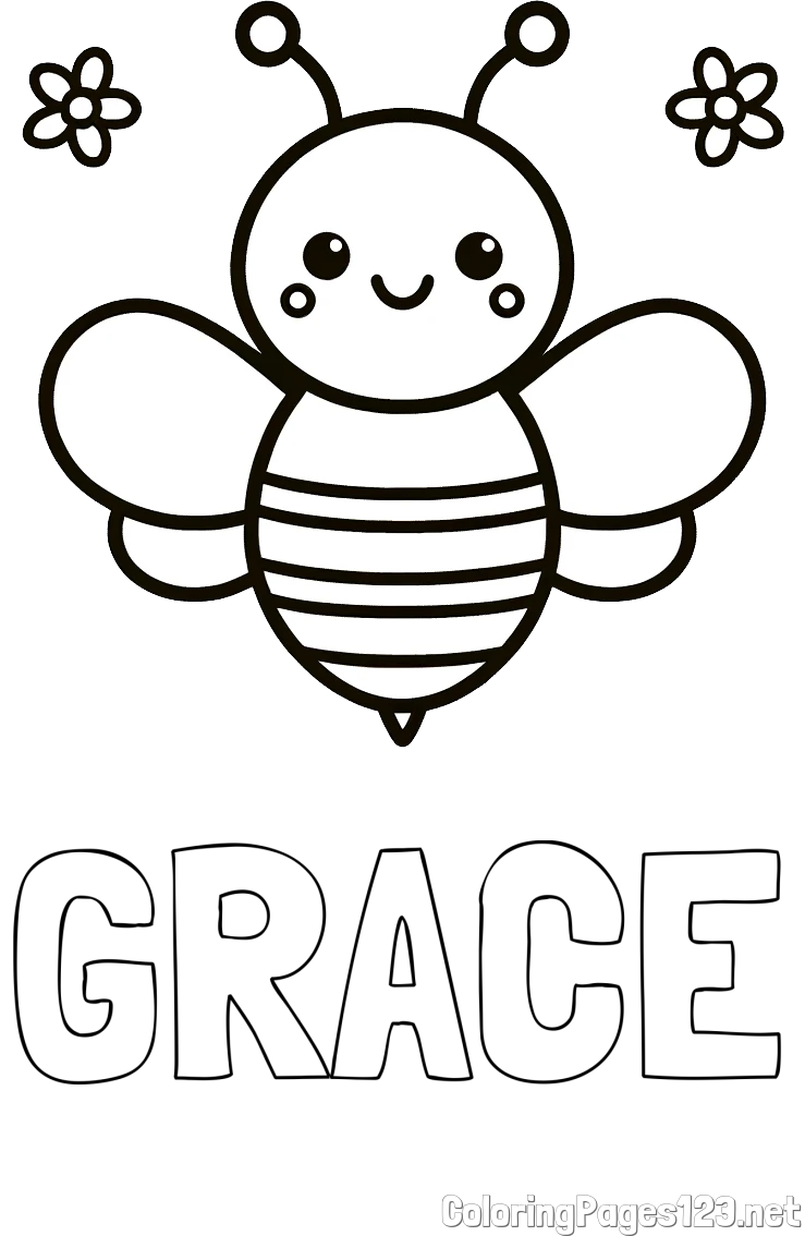 GRACE Coloring Page and Children's Bee Coloring Page