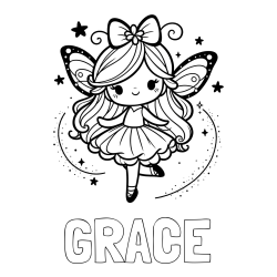 Online Created Coloring Page - GRACE Coloring Page and Cute Magical Fairy