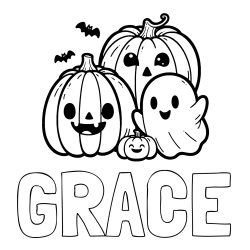 Online Created Coloring Page - GRACE Coloring Page and Halloween Pumpkin and Ghost Coloring Page