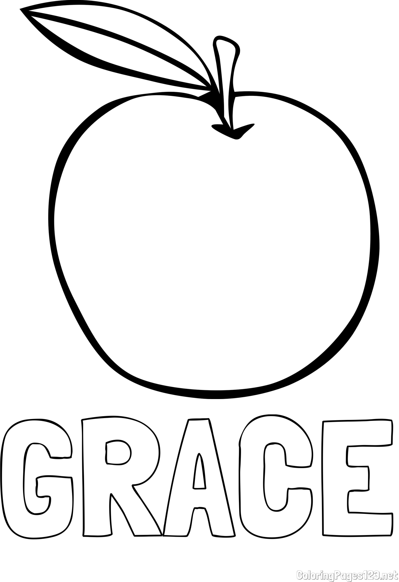 GRACE Coloring Page and Simple Apple Coloring Page