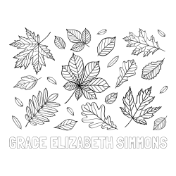Online Created Coloring Page - GRACE ELIZABETH SIMMONS Coloring Page and Autumn Leaves Coloring Page