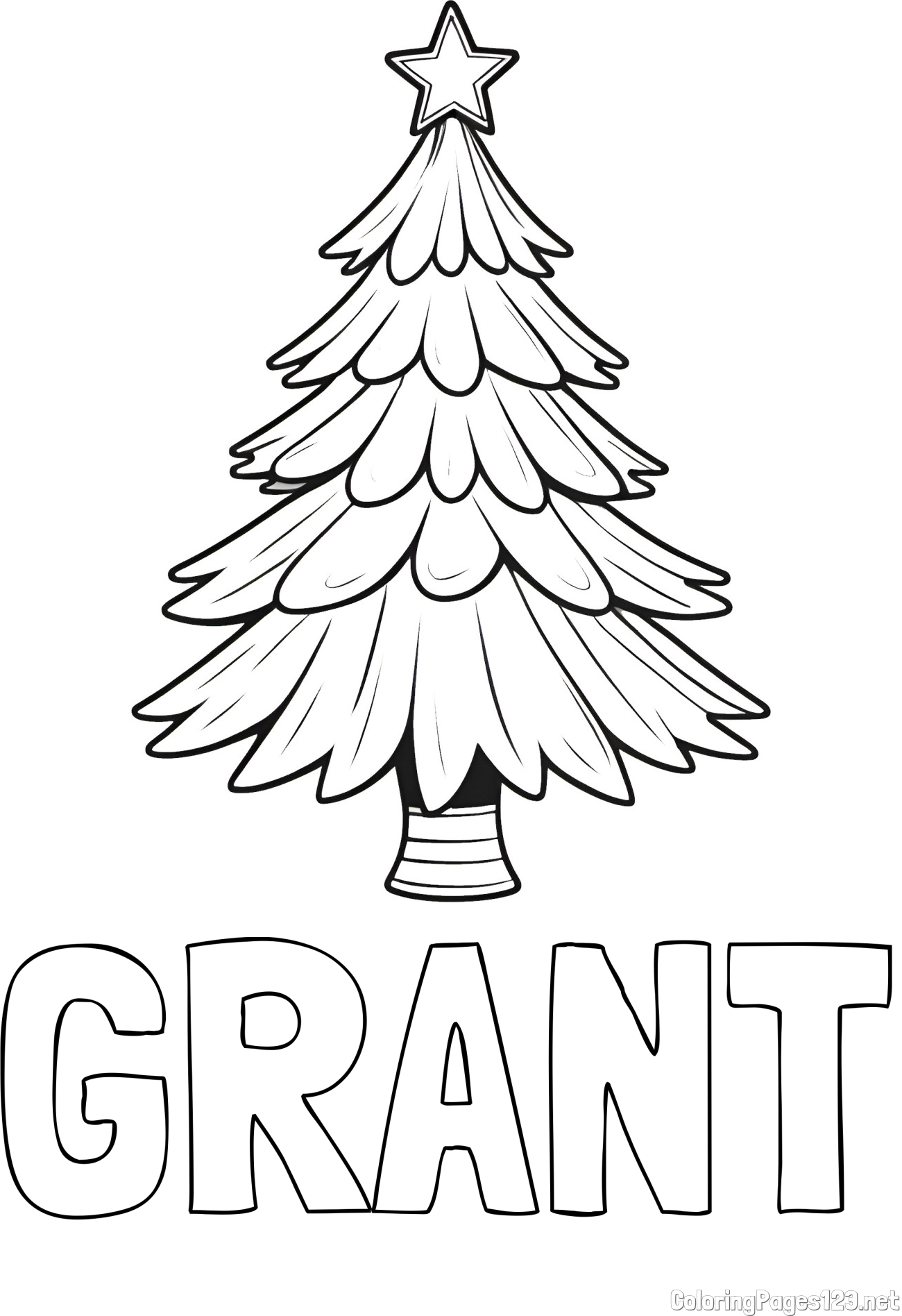 GRANT Coloring Page and Christmas Tree with Star Coloring Page
