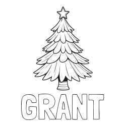 Online Created Coloring Page - GRANT Coloring Page and Christmas Tree with Star Coloring Page