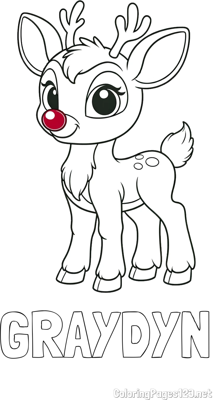 GRAYDYN Coloring Page and Coloring Page of a Cute Deer (Rudolph)