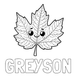 Online Created Coloring Page - GREYSON Coloring Page and Smiling Leaf Coloring Page for Kids
