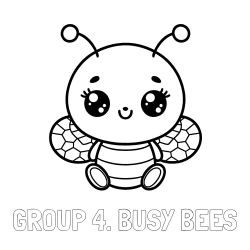 Online Created Coloring Page - GROUP 4. BUSY BEES Coloring Page and Children's Coloring Page of a Cute Bee