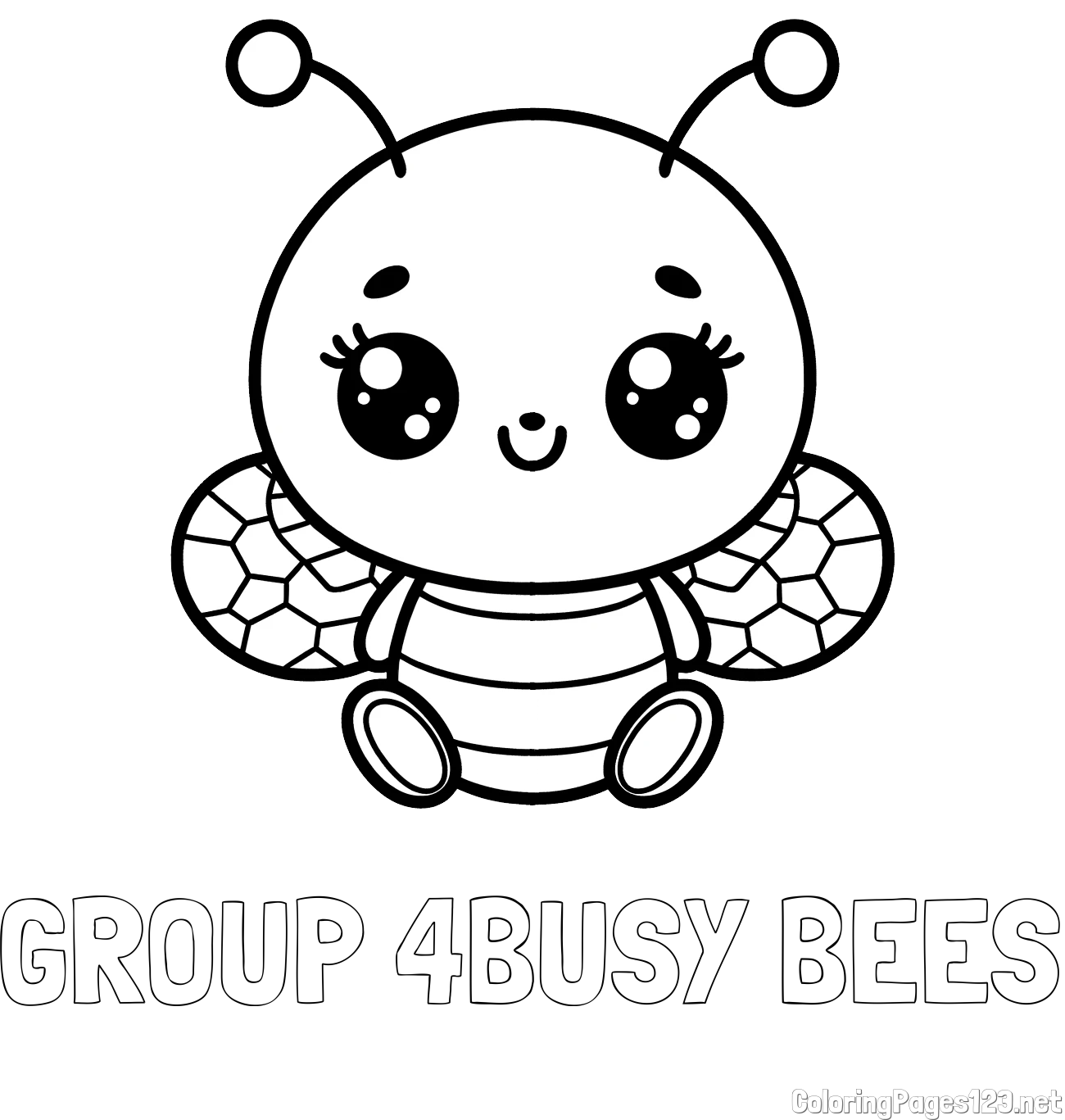 GROUP 4BUSY BEES Coloring Page and Children's Coloring Page of a Cute Bee