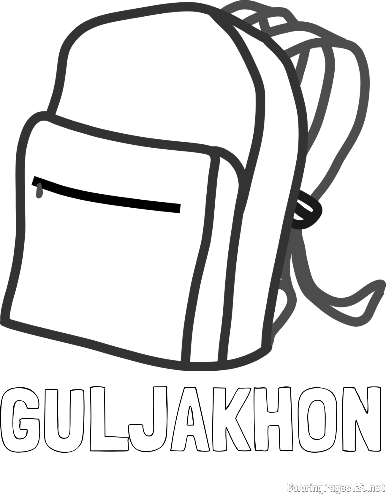 GULJAKHON Coloring Page and School Backpack Coloring Page