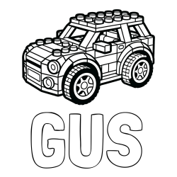 Online Created Coloring Page - GUS Coloring Page and LEGO Car Coloring Page