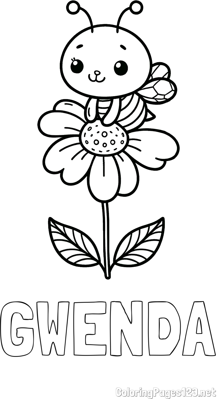 GWENDA Coloring Page and Coloring Page of a Cute Bee on a Flower