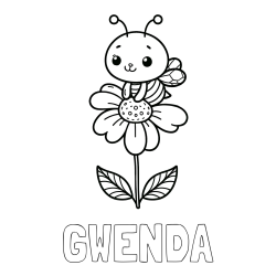 Online Created Coloring Page - GWENDA Coloring Page and Coloring Page of a Cute Bee on a Flower