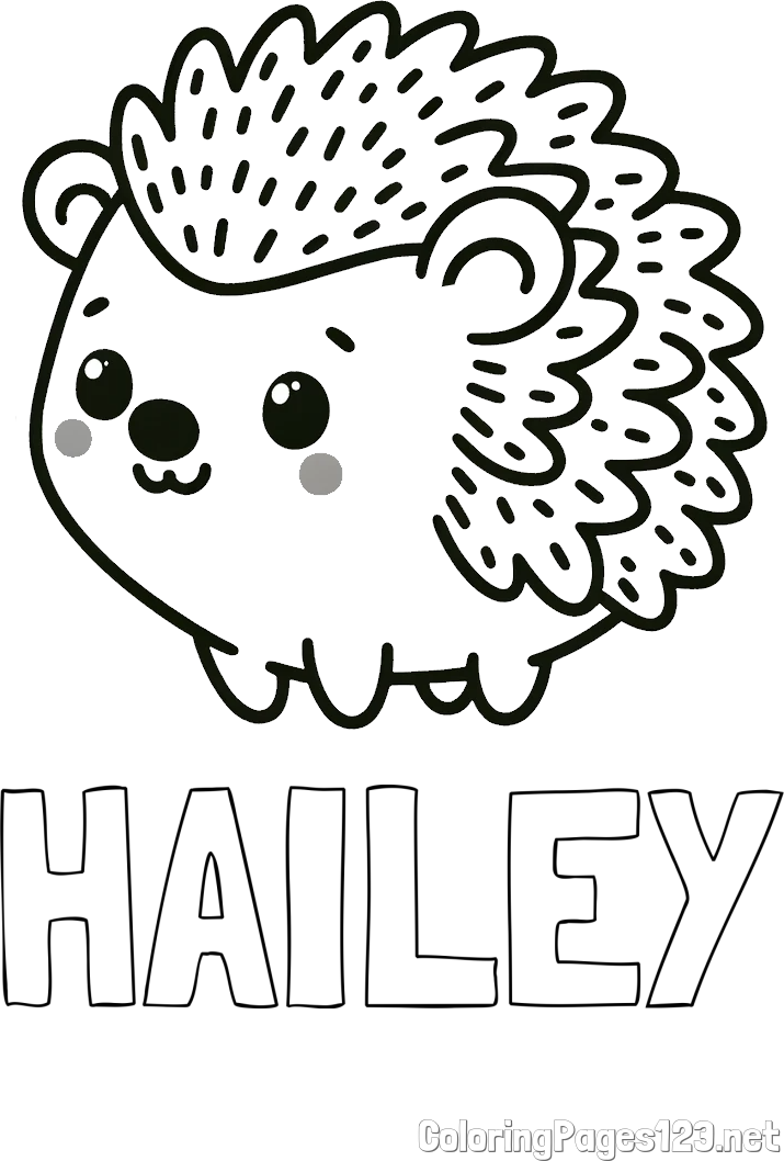 HAILEY Coloring Page and Easy Hedgehog Coloring Page for Kids