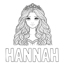 HANNAH Coloring Page and Princess Coloring Page