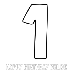 Online Created Coloring Page - HAPPY BIRTHDAY CHLOE Coloring Page and Coloring Page of Number One (1)