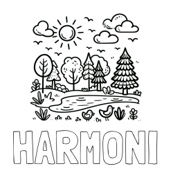 Online Created Coloring Page - HARMONI Coloring Page and Summer Coloring Page - Pond, Ducks and Forest