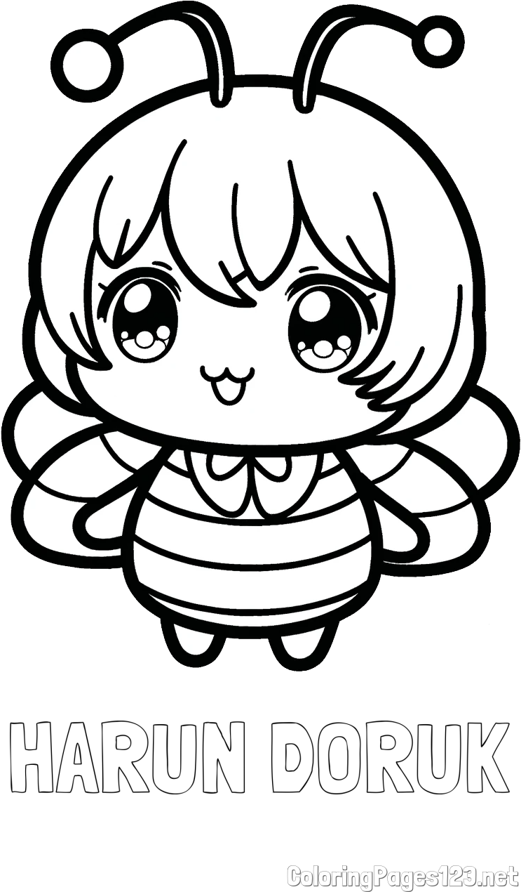 HARUN DORUK Coloring Page and Anime-Style Bee Coloring Page