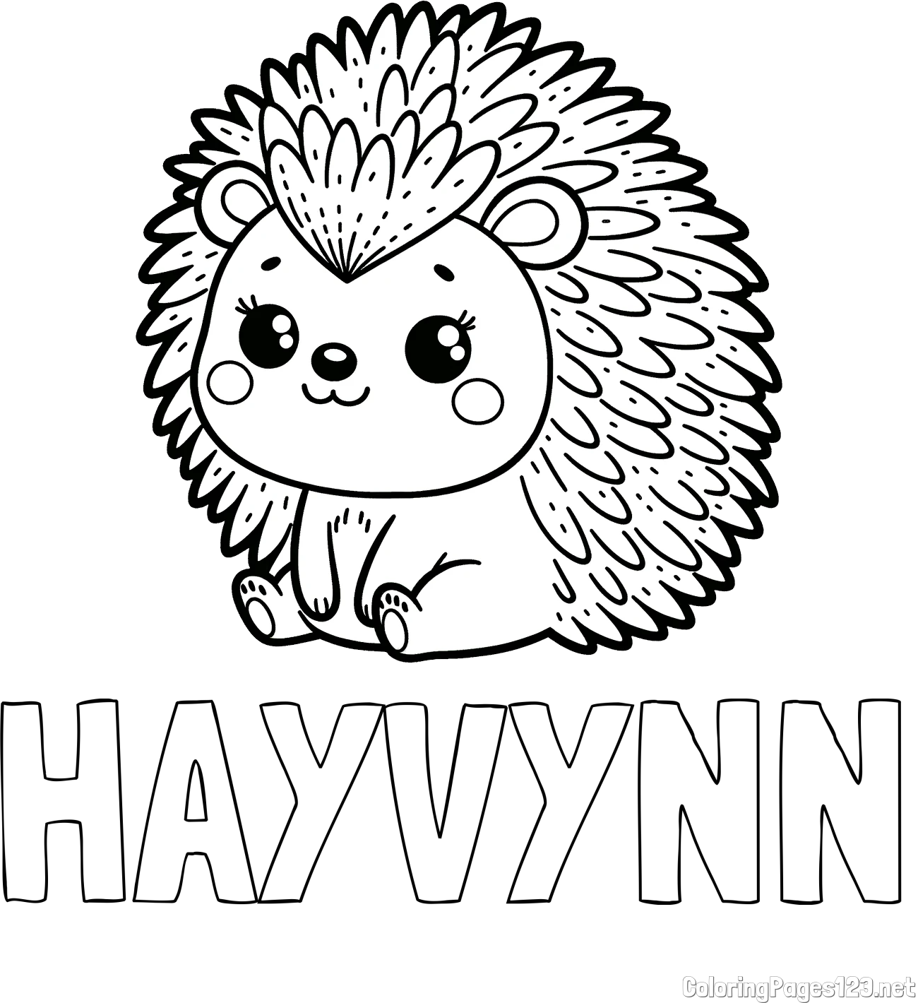 HAYVYNN Coloring Page and Cute Hedgehog Coloring Page