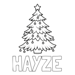 Online Created Coloring Page - HAYZE Coloring Page and Christmas Tree with Star and Ornaments Coloring Page