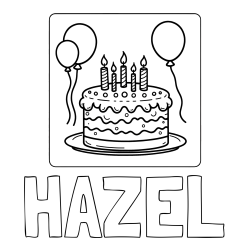 Online Created Coloring Page - HAZEL Coloring Page and 5th Birthday Cake Coloring Page