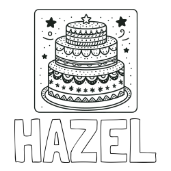 Online Created Coloring Page - HAZEL Coloring Page and Big Cake Coloring Page