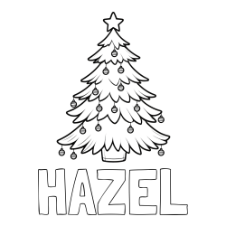 Online Created Coloring Page - HAZEL Coloring Page and Christmas Tree with Star and Ornaments Coloring Page