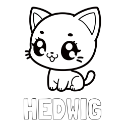 Online Created Coloring Page - HEDWIG Coloring Page and Coloring Page of an Anime Cat