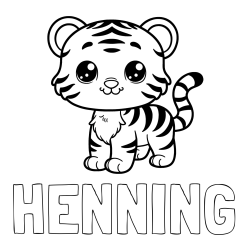 HENNING Coloring Page and Cute Tiger Cub Coloring Page