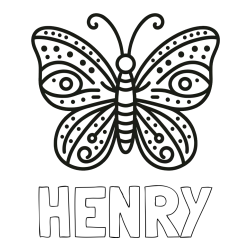 Online Created Coloring Page - HENRY Coloring Page and Butterfly Coloring Page (Simple)