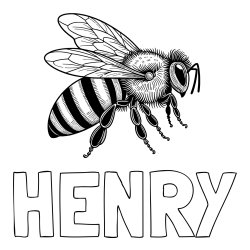 Online Created Coloring Page - HENRY Coloring Page and Coloring Book of a Realistic Bee