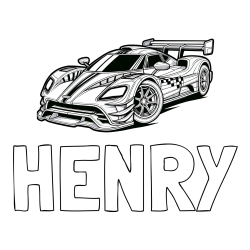Online Created Coloring Page - HENRY Coloring Page and Coloring Page of a Futuristic Racing Car