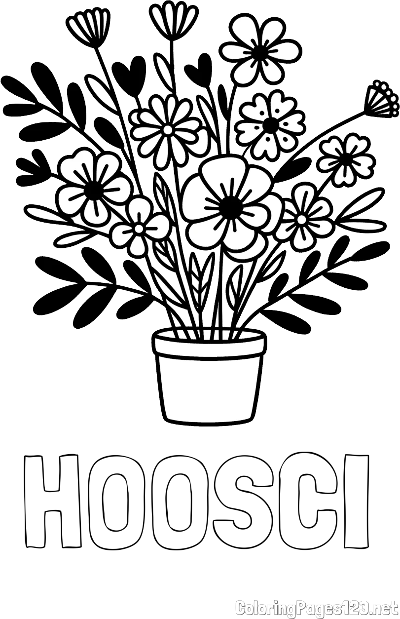 HOOSCI Coloring Page and Easy Flower Bouquet Coloring Page