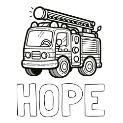 Online Created Coloring Page - HOPE Coloring Page and Children's Coloring Page of a Simple Fire Truck