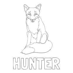 HUNTER Coloring Page alongside Realistically Depicted Fox Coloring Page