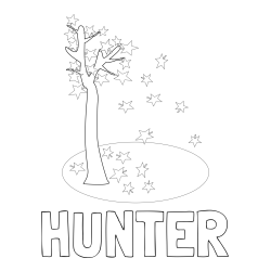 Online Created Coloring Page - HUNTER Coloring Page and Autumn Tree Coloring Page for Kids