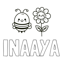 Online Created Coloring Page - INAAYA Coloring Page and Coloring Page of a Cute Bee and Smiling Flowers