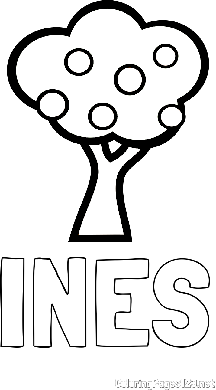 INÊS Coloring Page and Apple Tree Coloring Page