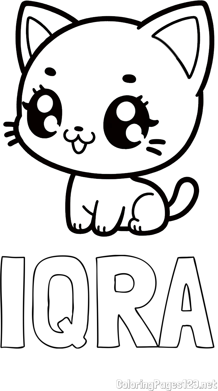 IQRA Coloring Page and Coloring Page of an Anime Cat
