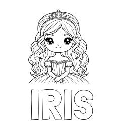 Online Created Coloring Page - IRIS Coloring Page and Coloring Page of a Cute Princess with Big Eyes
