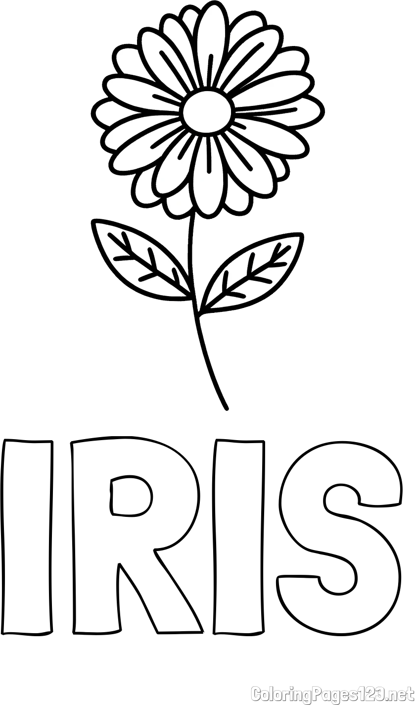 IRIS Coloring Page and Flower Coloring Page