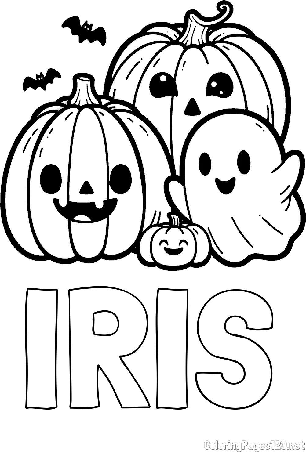 IRIS Coloring Page and Halloween Pumpkin and Ghost Coloring Page
