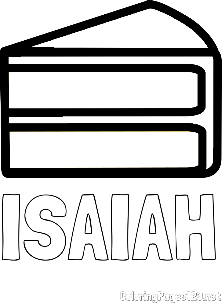 ISAIAH Coloring Page and Simple Slice of Cake Coloring Page