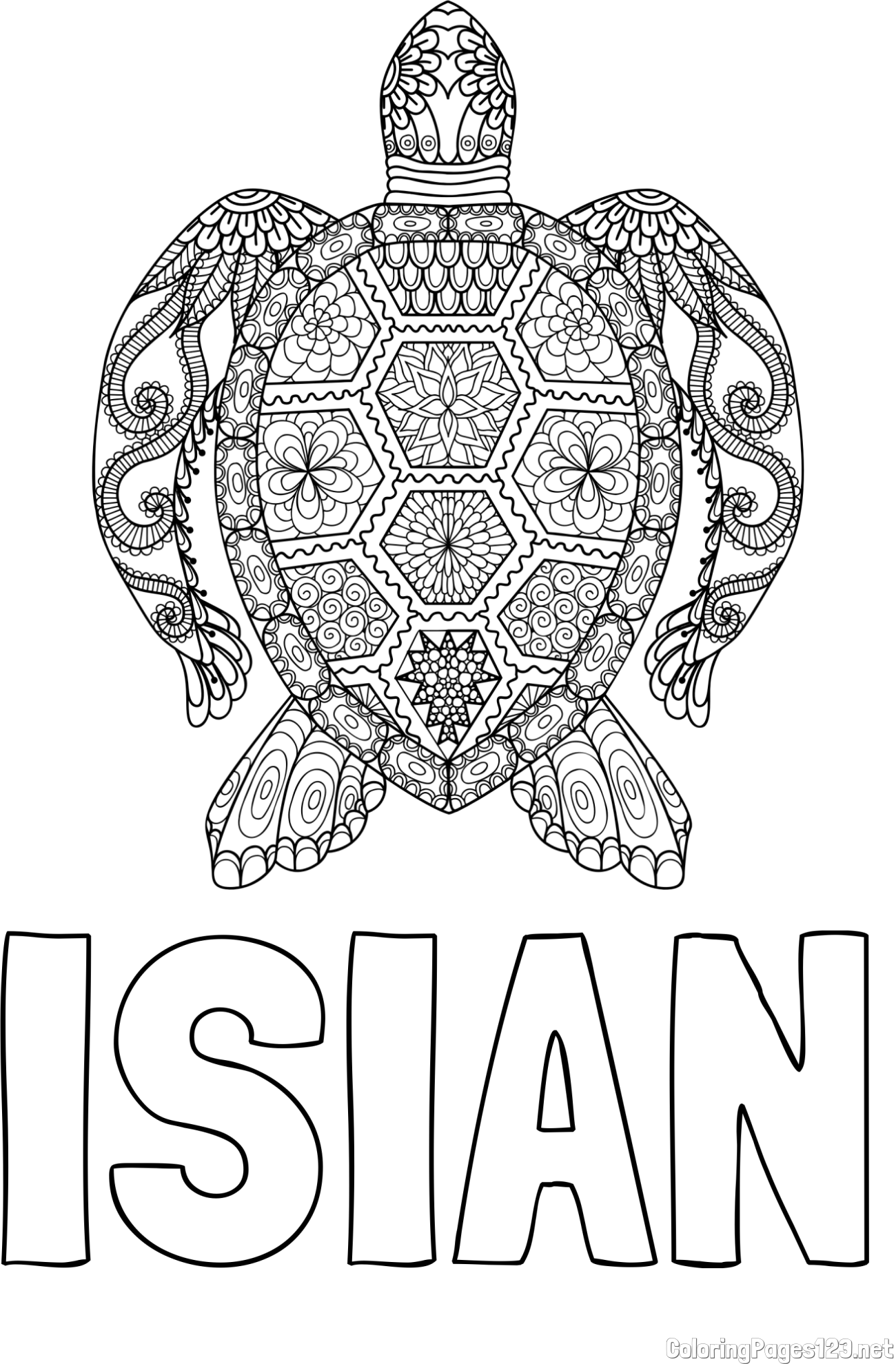ISIAN Coloring Page and Sea Turtle Mandala Coloring Page
