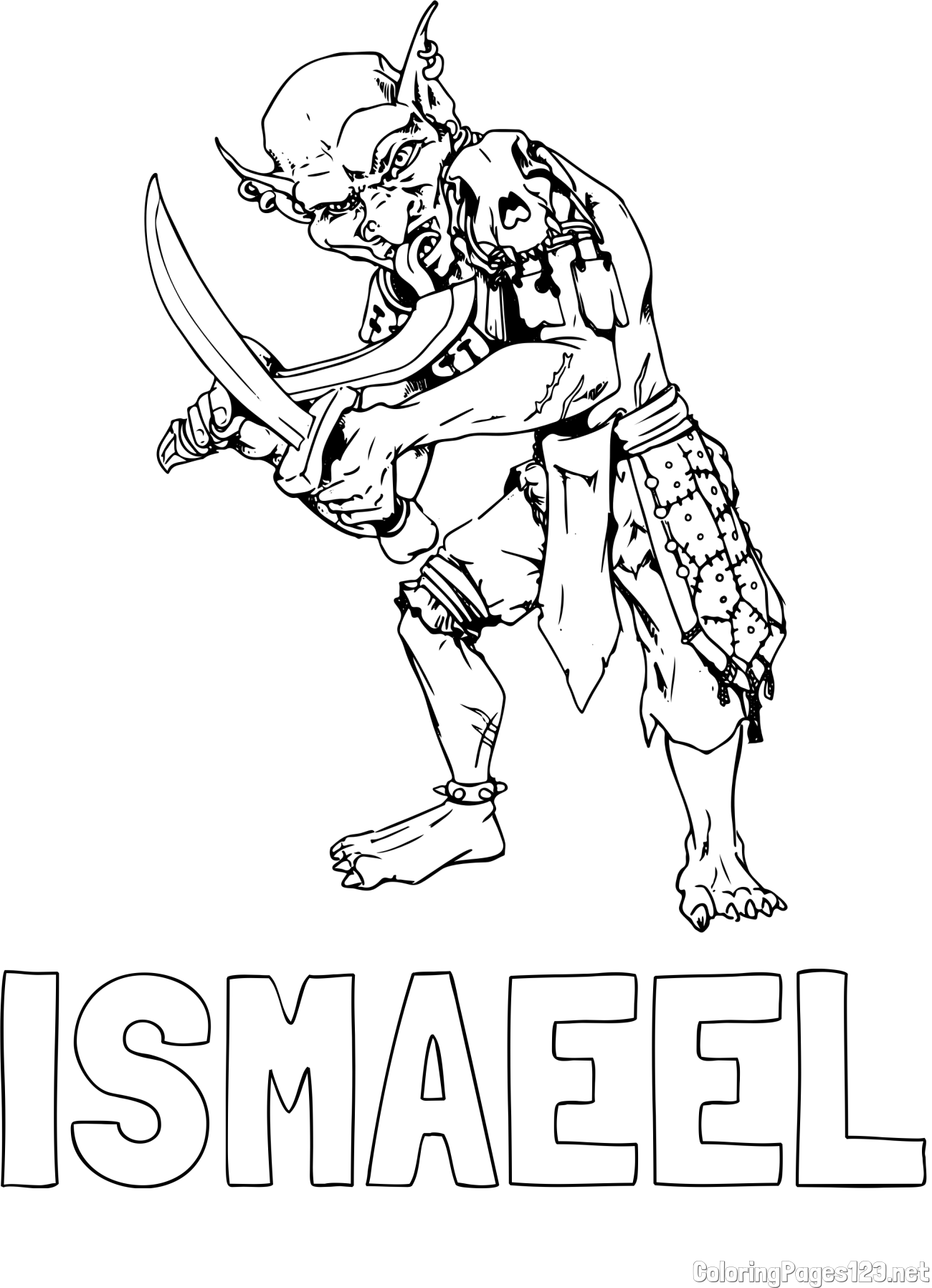 ISMAEEL Coloring Page and Fierce Goblin Coloring Page