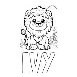 IVY Coloring Page alongside Cute Baby Lion Coloring Page