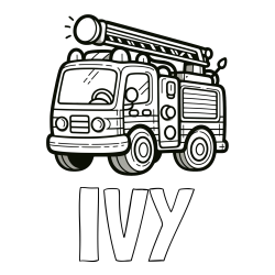 Online Created Coloring Page - IVY Coloring Page and Children's Coloring Page of a Simple Fire Truck