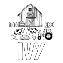 Online Created Coloring Page - IVY Coloring Page and Kids Farm Coloring Page