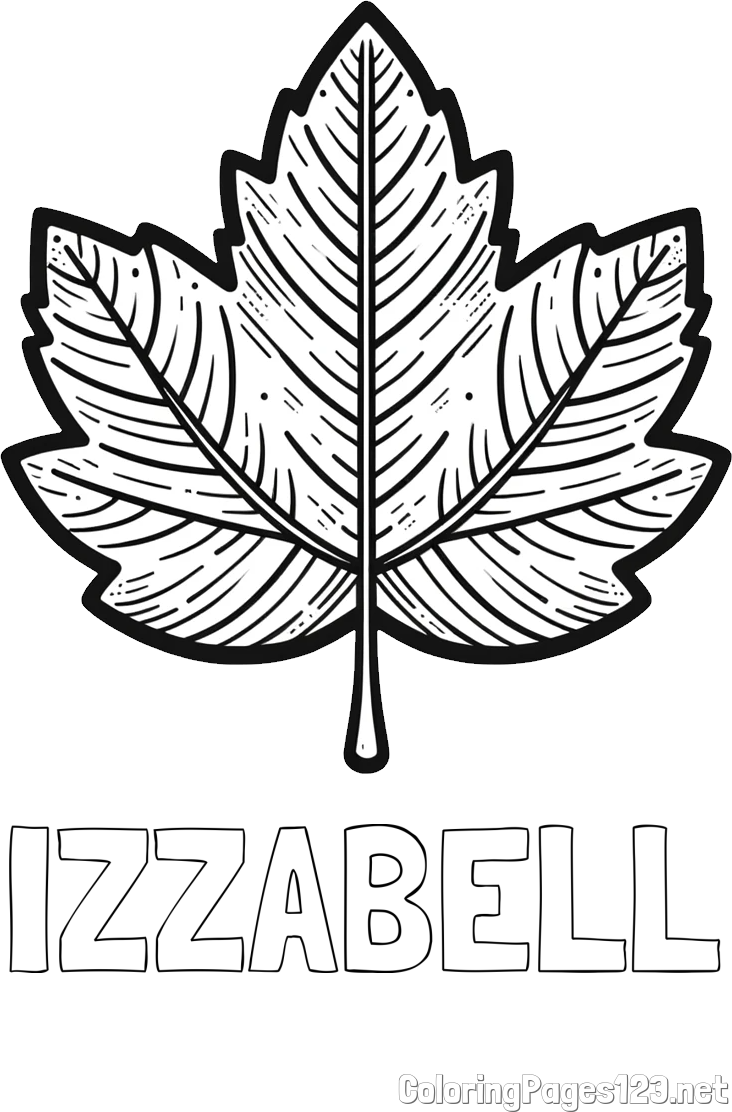 IZZABELL Coloring Page and Autumn Leaf Coloring Page