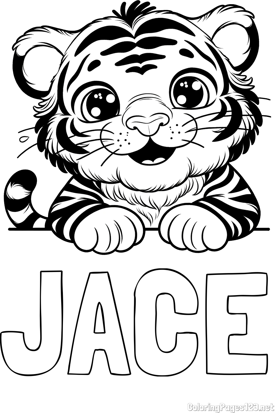 JACE Coloring Page and Tiger Cub Coloring Page
