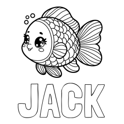 JACK Coloring Page and Coloring Page of a Cute Fish